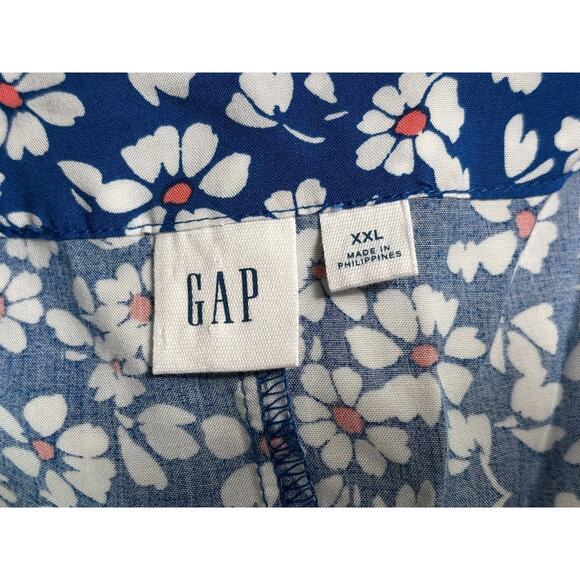 GAP Factory V-Neck Dress 100% Rayon Womens Size XXL Blue Floral Short Sleeves - Picture 3 of 10